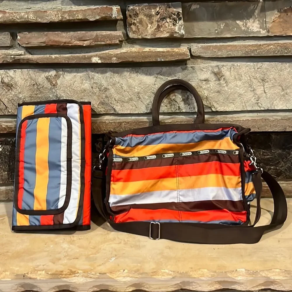 Le Sportsac Striped Ripstop Diaper Bag with Changing Pad